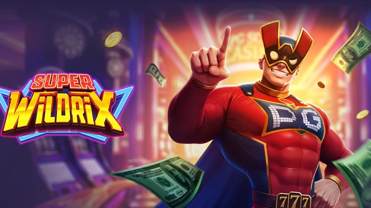 Pahlawan super di Neonshine City dalam slot Super Wildrix